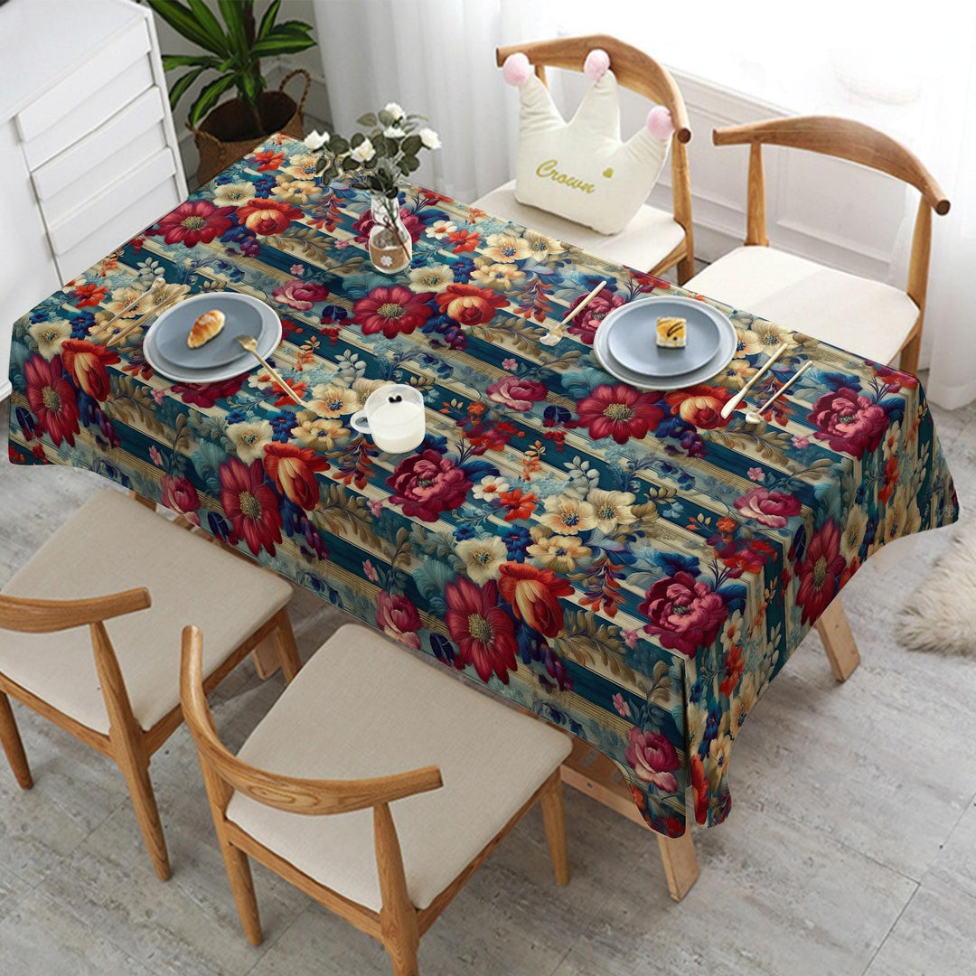 Flower Tablecloth|Boho Tablecloth|Floral Tablecloth|Farmhouse Tablecloth|Rectangle Tablecloth|Spring Table Cover|Spring Home Decor