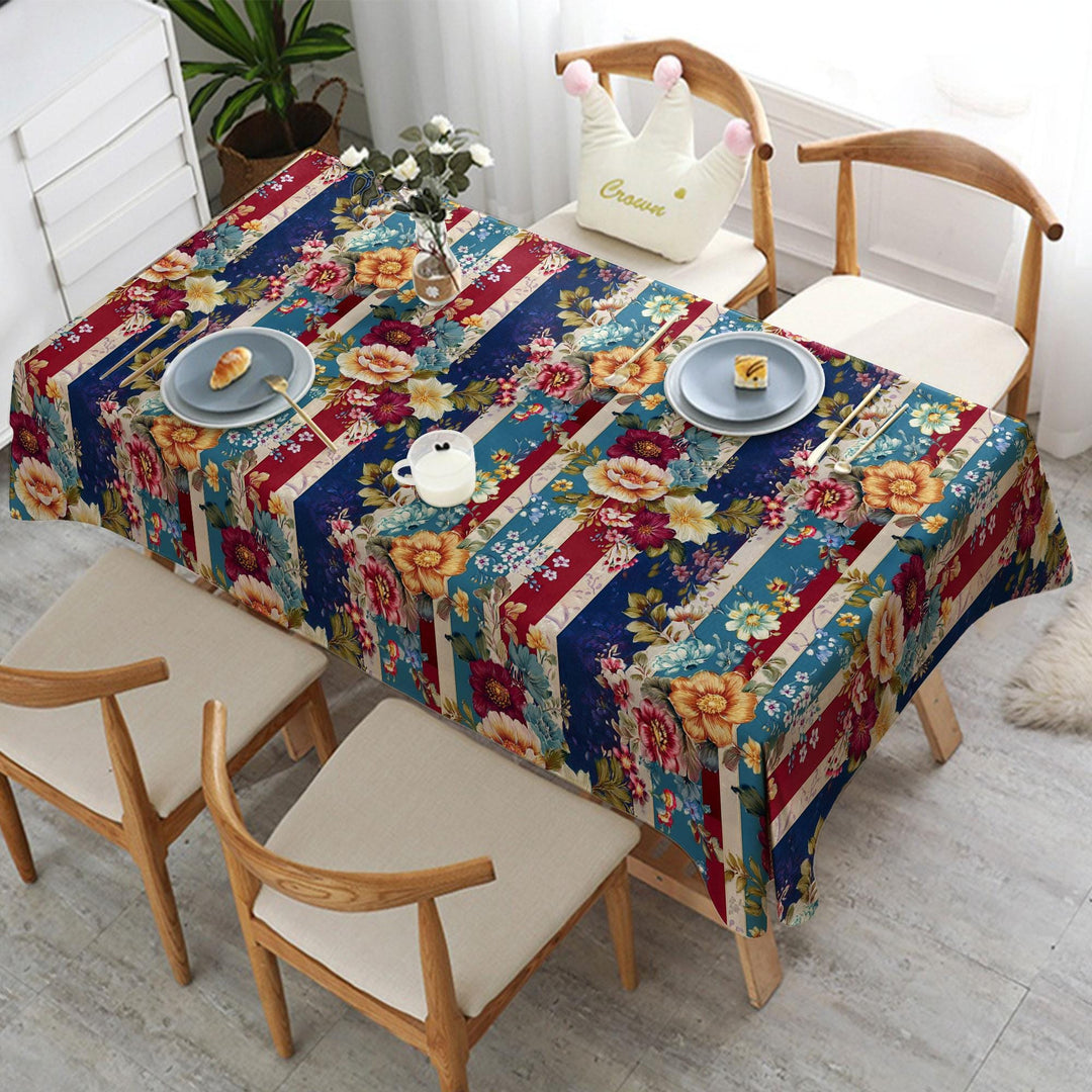 Flower Tablecloth|Boho Tablecloth|Floral Tablecloth|Farmhouse Tablecloth|Rectangle Tablecloth|Spring Table Cover|Spring Home Decor