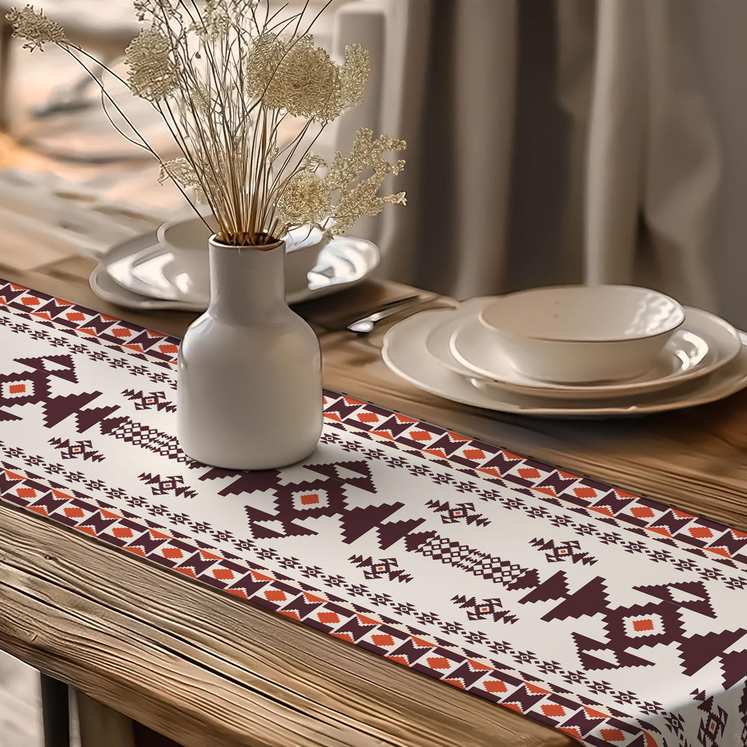 Southwestern Runner|Rug Design Table|Table Centerpiece|Terracotta Table Top|Farmhouse Style Gif|Southwestern Table|Aztec Print Table