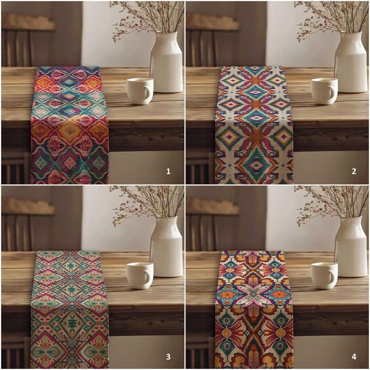 Bohemian Tabletop|Tribal Table Runner|Traditional Runner|Southwestern Decor|Bold Ikat Table|Aztec Inspired Decor|Farmhouse Tablecloth