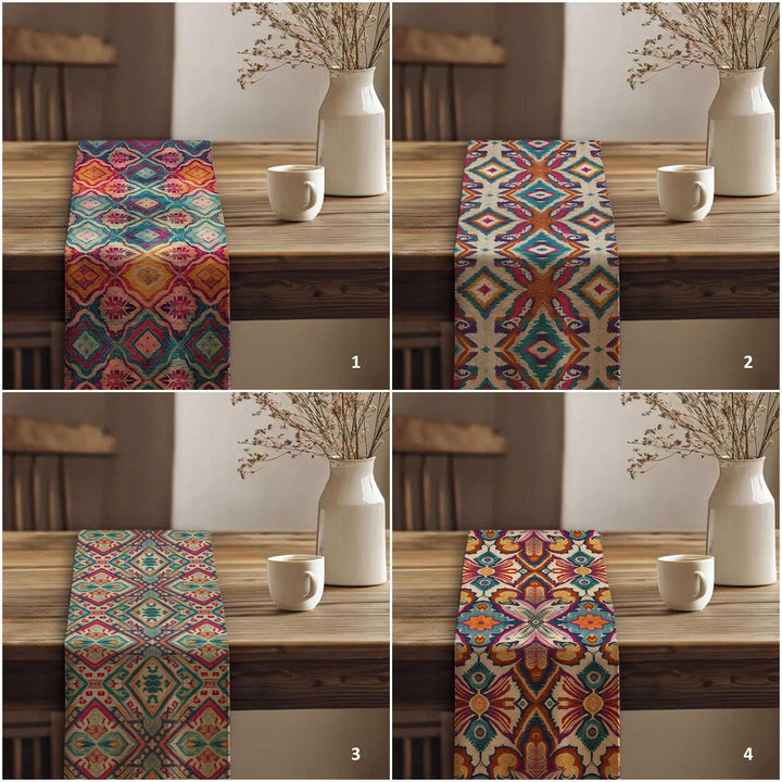 Bohemian Tabletop|Tribal Table Runner|Traditional Runner|Southwestern Decor|Bold Ikat Table|Aztec Inspired Decor|Farmhouse Tablecloth
