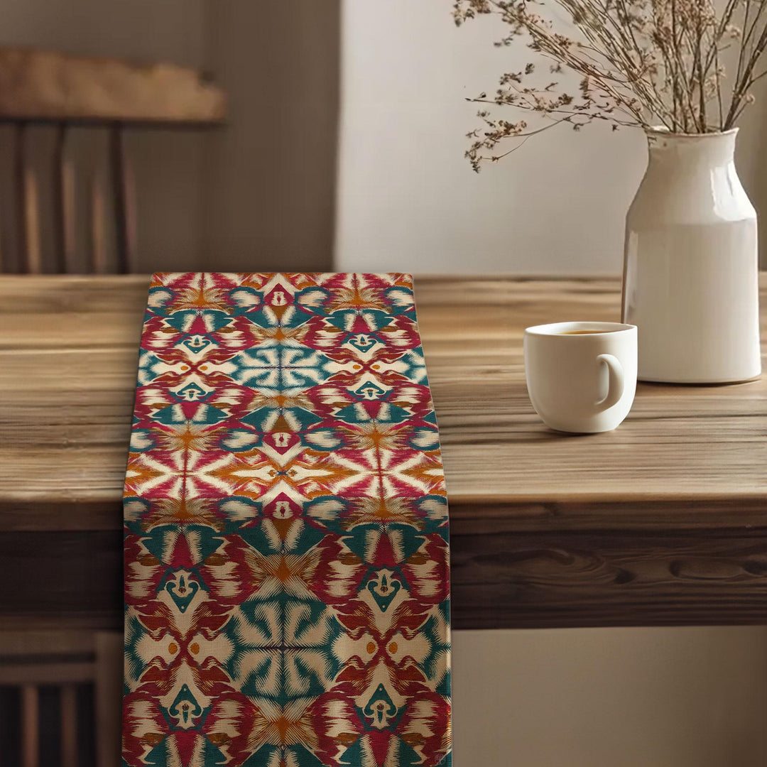 Traditional Runner|Aesthetic Tabletop|Rustic Tribal Decor|Southwestern Runner|Tribal Look Runner|Colorful Ethnic Decor|Vivid Geometric Print