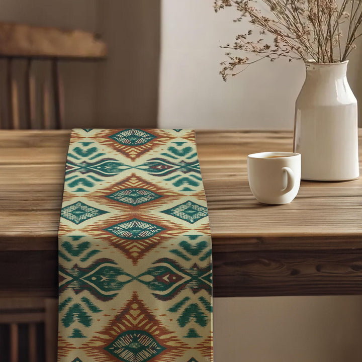 Southwestern Runner|Bold Ikat Design|Rustic Tribal Decor|Bohemian Tablecloth|Aztec Home Decor|Boho Luxe Runner|Artisan Home Decor