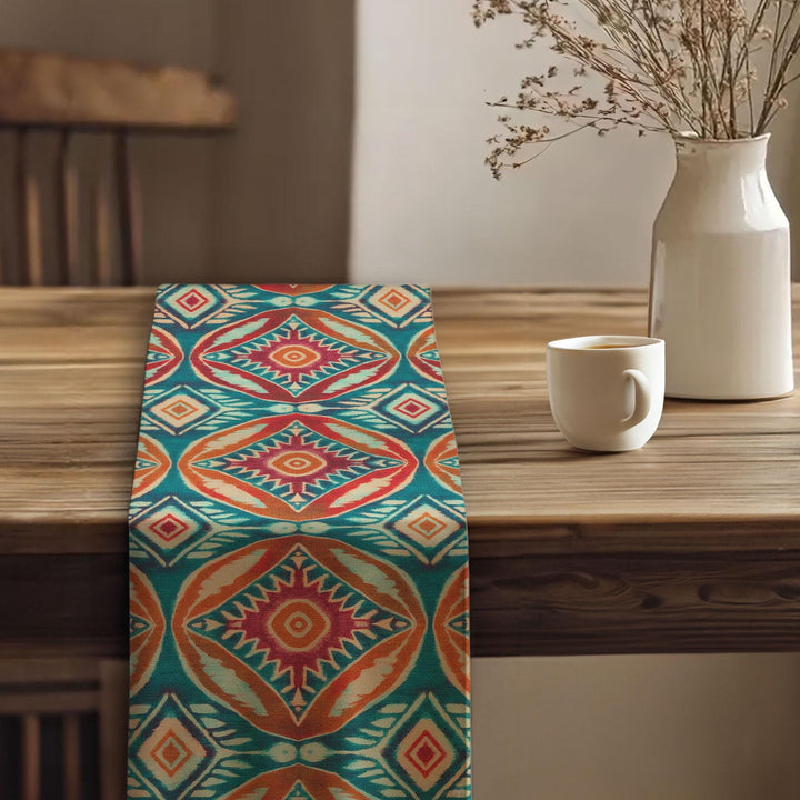 Southwestern Runner|Bold Ikat Design|Rustic Tribal Decor|Bohemian Tablecloth|Aztec Home Decor|Boho Luxe Runner|Artisan Home Decor
