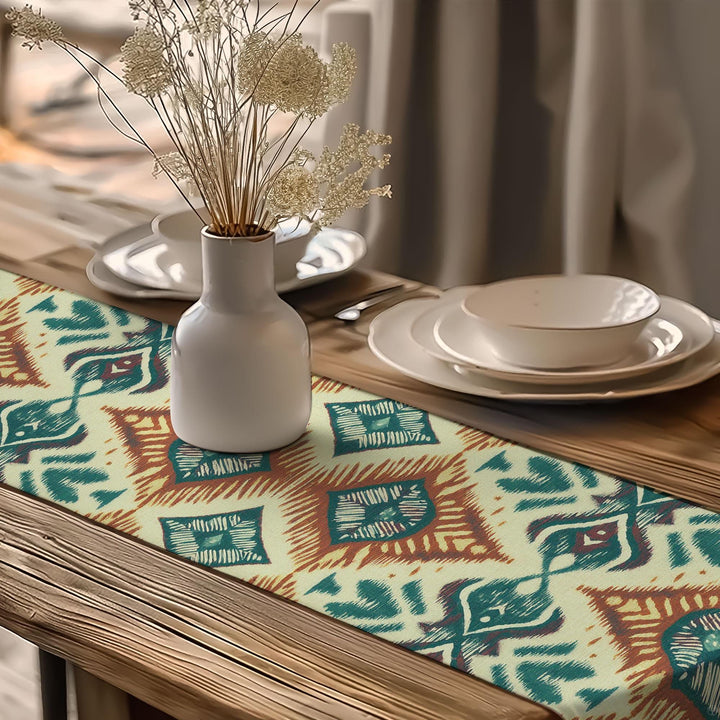 Southwestern Runner|Bold Ikat Design|Rustic Tribal Decor|Bohemian Tablecloth|Aztec Home Decor|Boho Luxe Runner|Artisan Home Decor