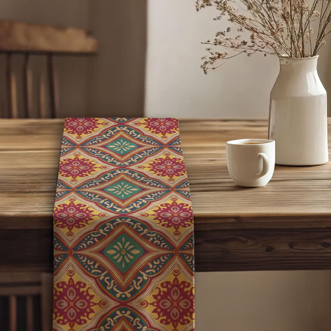 Tribal Look Runner|Aesthetic Tabletop|Rug Design Runner|Southwestern Decor|Rustic Tribal Decor|Traditional Runner|Bohemian Tablecloth