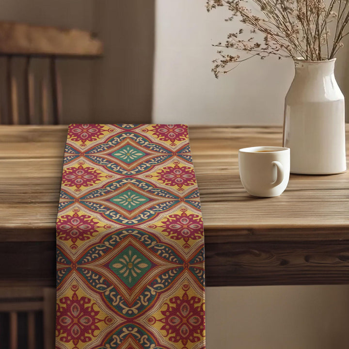 Tribal Look Runner|Aesthetic Tabletop|Rug Design Runner|Southwestern Decor|Rustic Tribal Decor|Traditional Runner|Bohemian Tablecloth