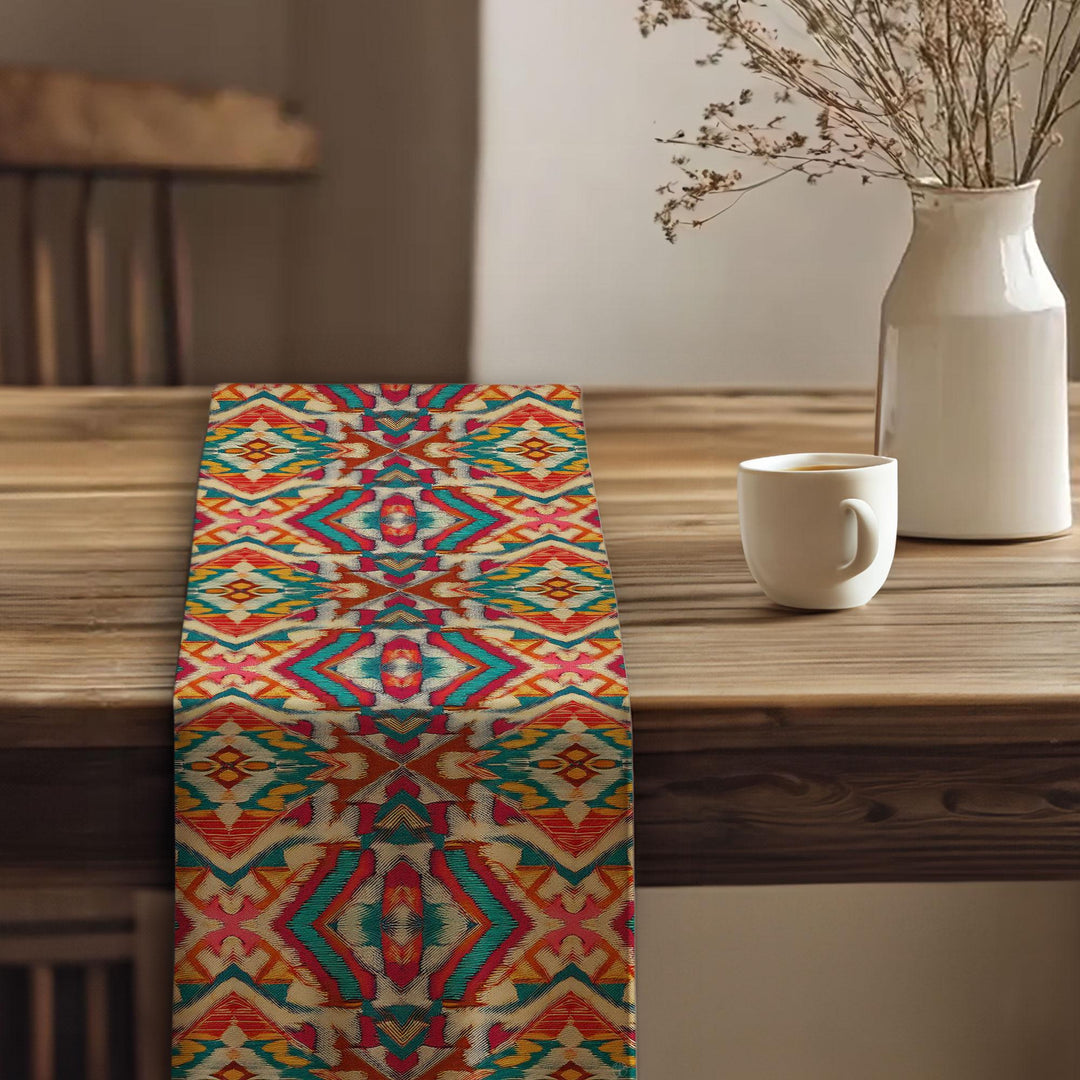 Tribal Look Runner|Aesthetic Tabletop|Rug Design Runner|Southwestern Decor|Rustic Tribal Decor|Traditional Runner|Bohemian Tablecloth