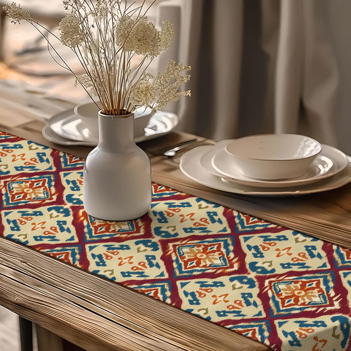 Tribal Look Runner|Aesthetic Tabletop|Rug Design Runner|Southwestern Decor|Rustic Tribal Decor|Traditional Runner|Bohemian Tablecloth
