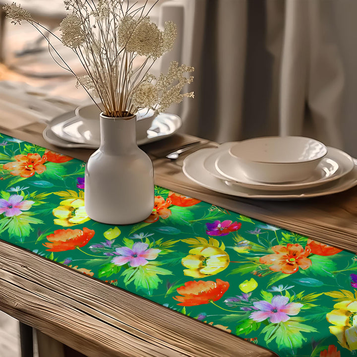 Flower Theme Runner|Boho Table Runner|Farmhouse Runner|Table Centerpiece|Floral Tablecloth|Cozy Kitchen Decor|Spring Tabletop