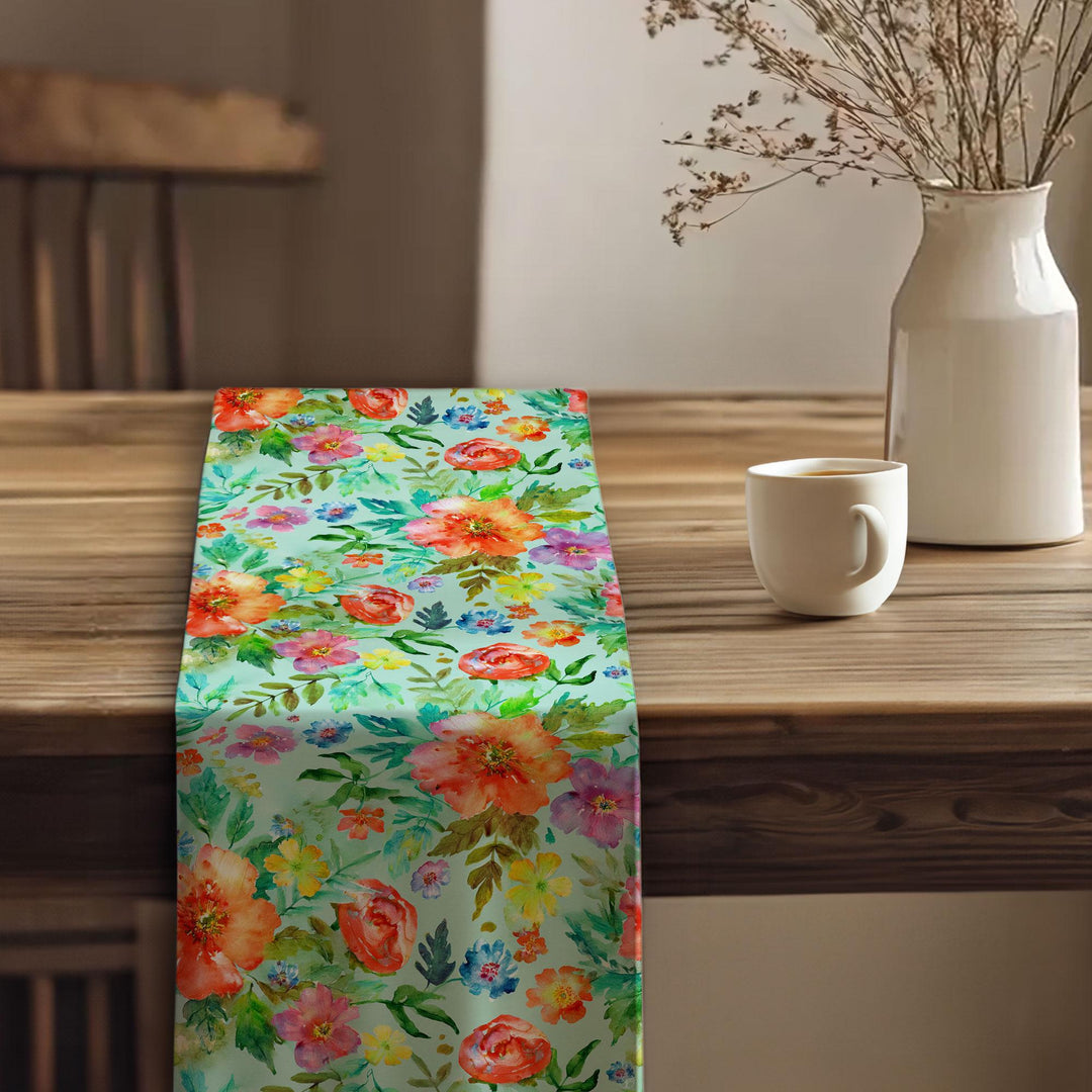 Floral Tablecloth|Table Centerpiece|Flower Theme Runner|Summer Trend Runner|Boho Table Runner|Spring Tabletop|Farmhouse Runner