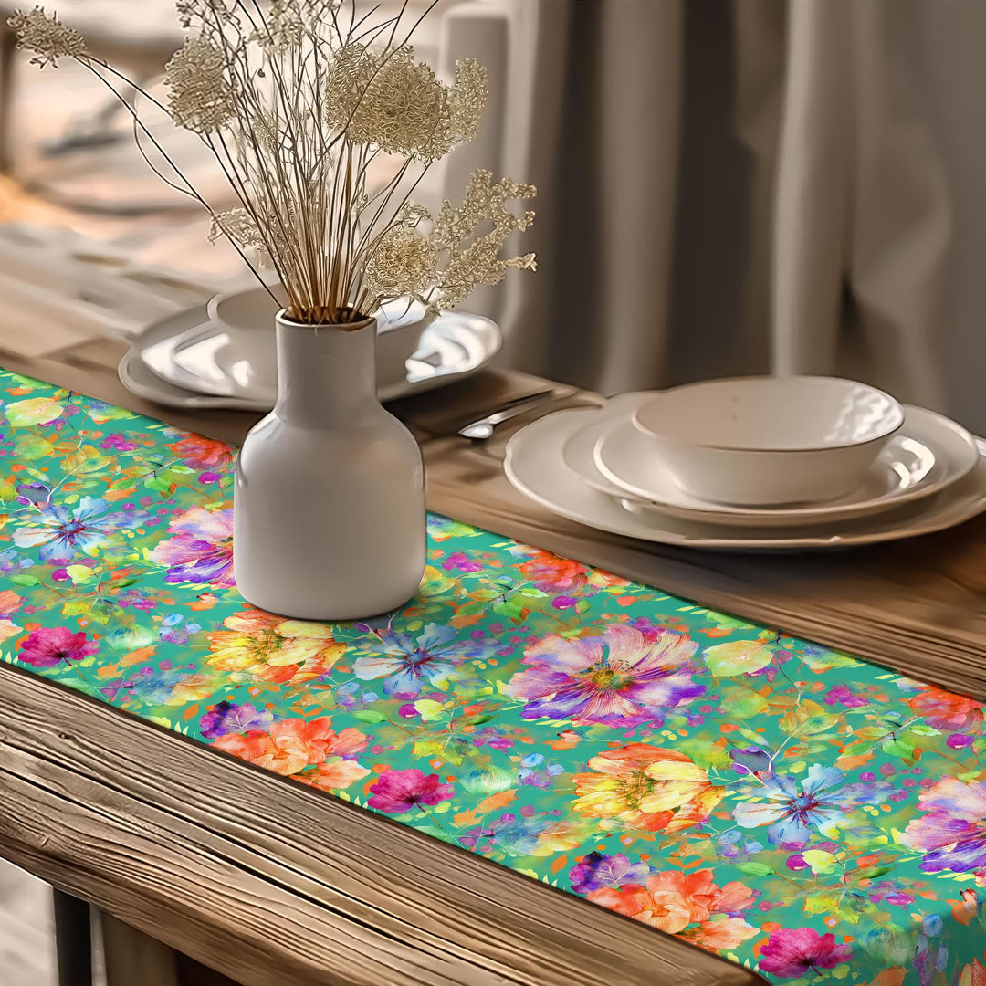Floral Tablecloth|Table Centerpiece|Flower Theme Runner|Summer Trend Runner|Boho Table Runner|Spring Tabletop|Farmhouse Runner