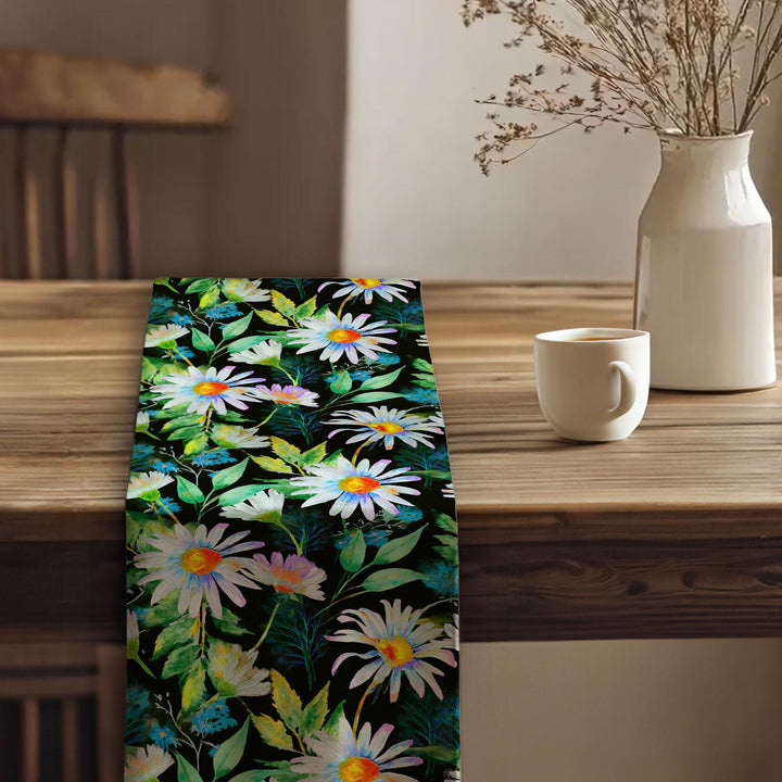 Daisy Pattern Runner|Flower Theme Runner|Floral Tablecloth|Table Centerpiece|Boho Table Runner|Rustic Home Decor|Summer Trend Runner
