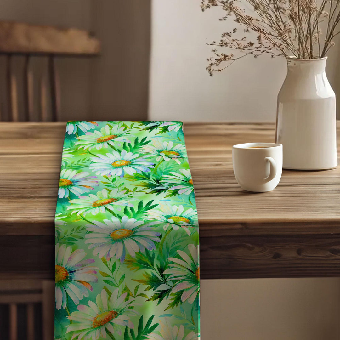 Daisy Pattern Runner|Flower Theme Runner|Floral Tablecloth|Table Centerpiece|Boho Table Runner|Rustic Home Decor|Summer Trend Runner
