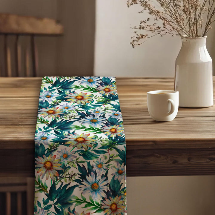 Daisy Pattern Runner|Flower Theme Runner|Floral Tablecloth|Table Centerpiece|Boho Table Runner|Rustic Home Decor|Summer Trend Runner