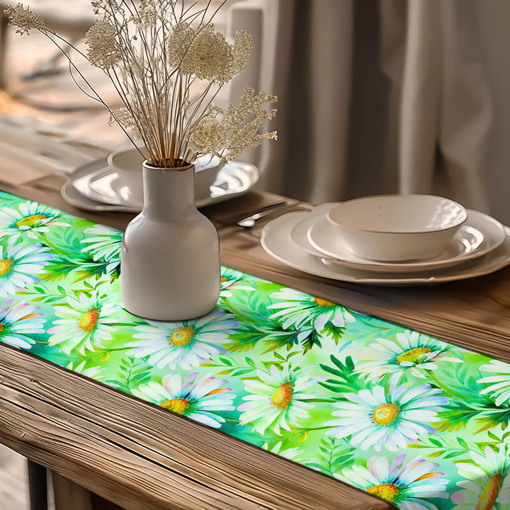 Daisy Pattern Runner|Flower Theme Runner|Floral Tablecloth|Table Centerpiece|Boho Table Runner|Rustic Home Decor|Summer Trend Runner