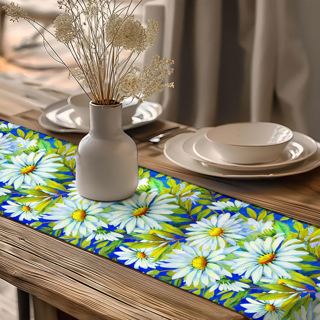 Daisy Print Runner|Boho Table Runner|Summer Trend Runner|Rustic Home Decor|Table Centerpiece|Flower Theme Runner|Floral Tablecloth