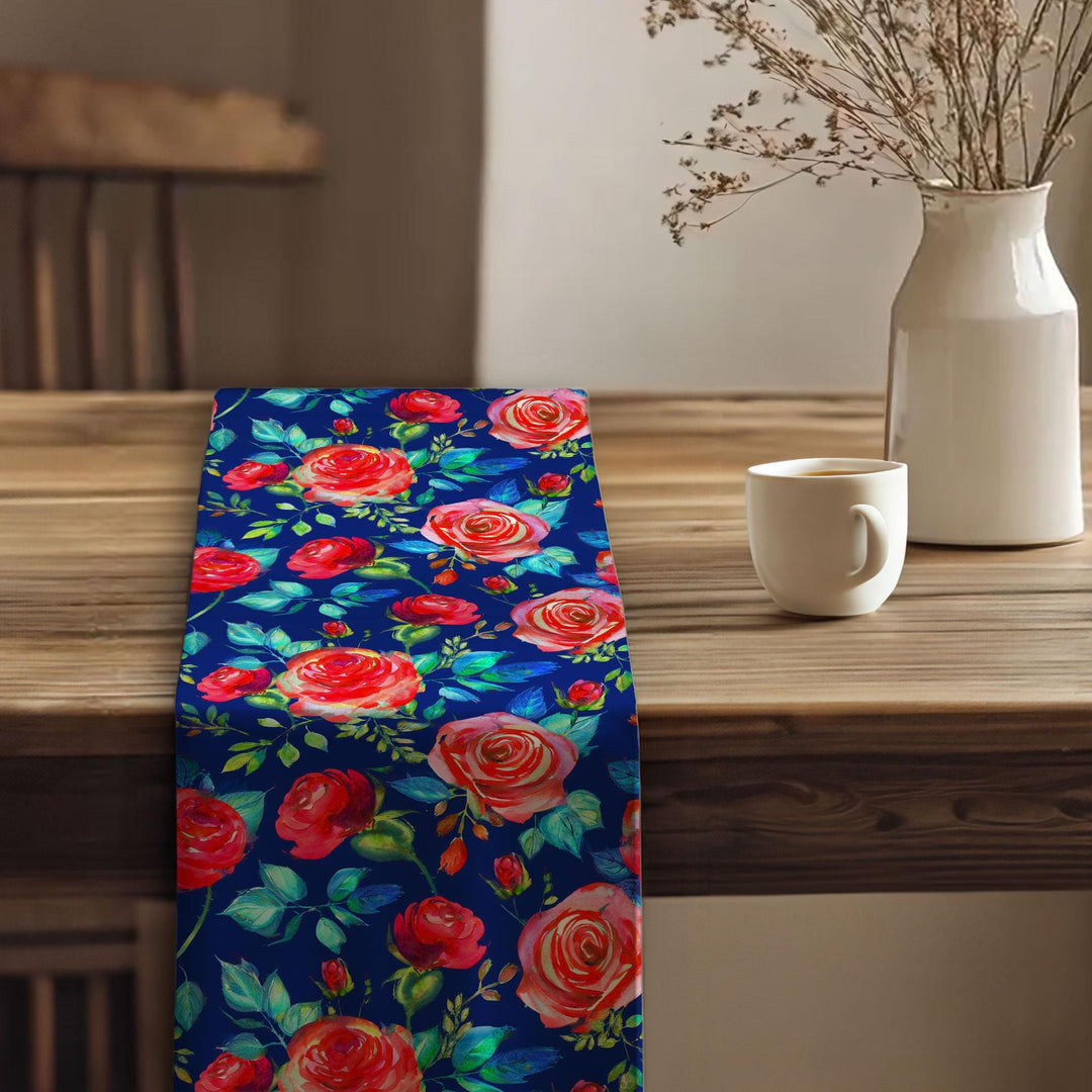Rose Print Runner|Flower Theme Runner|Summer Trend Runner|Table Centerpiece|Spring Tabletop|Floral Tablecloth|Rustic Home Decor