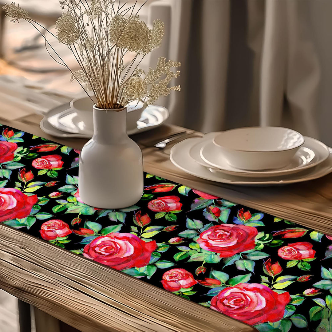 Rose Print Runner|Flower Theme Runner|Summer Trend Runner|Table Centerpiece|Spring Tabletop|Floral Tablecloth|Rustic Home Decor