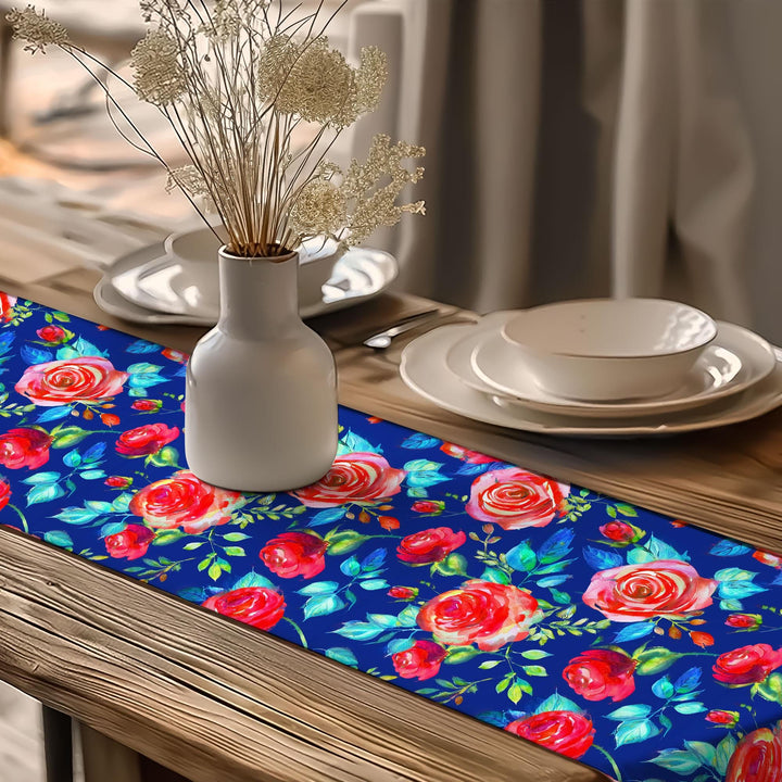 Rose Print Runner|Flower Theme Runner|Summer Trend Runner|Table Centerpiece|Spring Tabletop|Floral Tablecloth|Rustic Home Decor