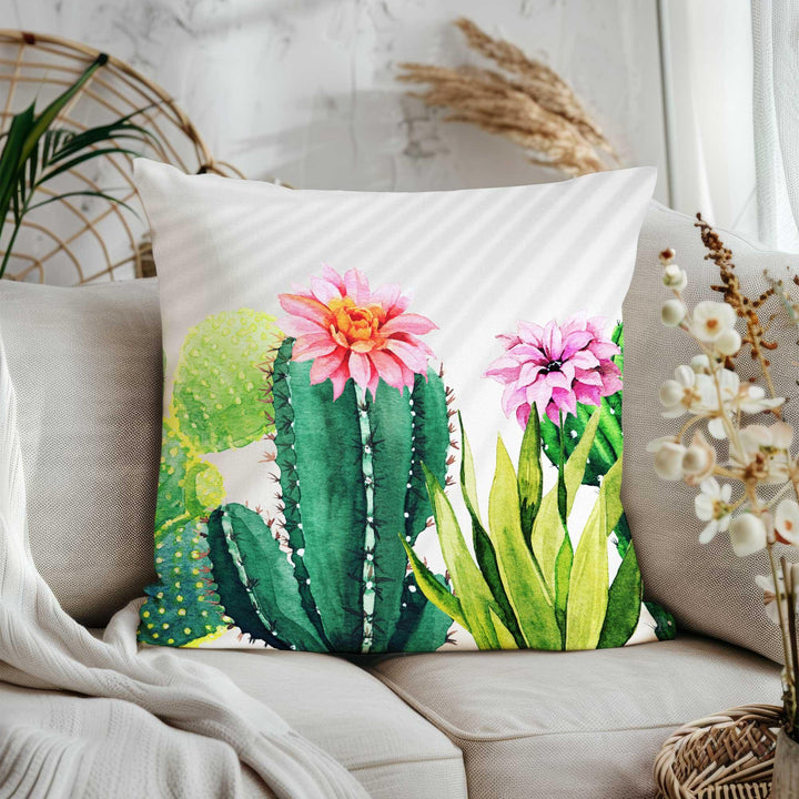 Cactus Print Pillow Cover|Housewarming Cushion Cover|Farmhouse Throw Pillowcase|Botanical Pillowtop|Succulent Home Decor|Gift for Her