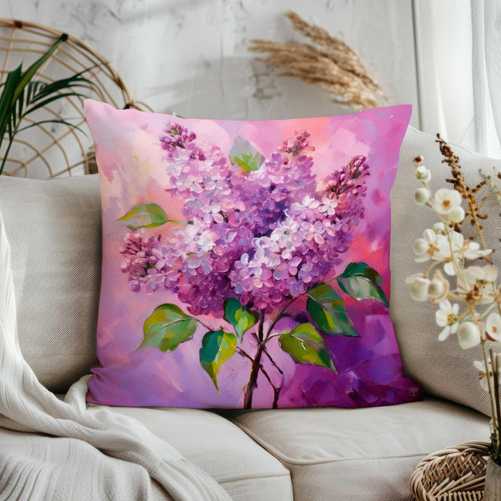 Lilac Print Porch Pillowcase|Watercolor Botanical Pillowtop|Purple Floral Home Decor|Decorative Throw Pillowcase|Summer Trend Cushion Cover