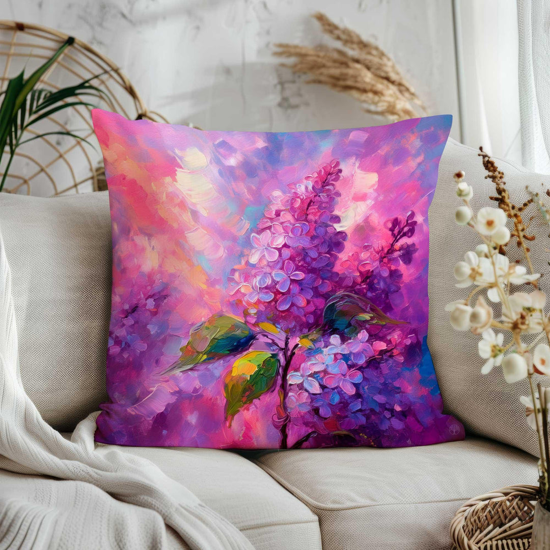 Lilac Print Porch Pillowcase|Watercolor Botanical Pillowtop|Purple Floral Home Decor|Decorative Throw Pillowcase|Summer Trend Cushion Cover