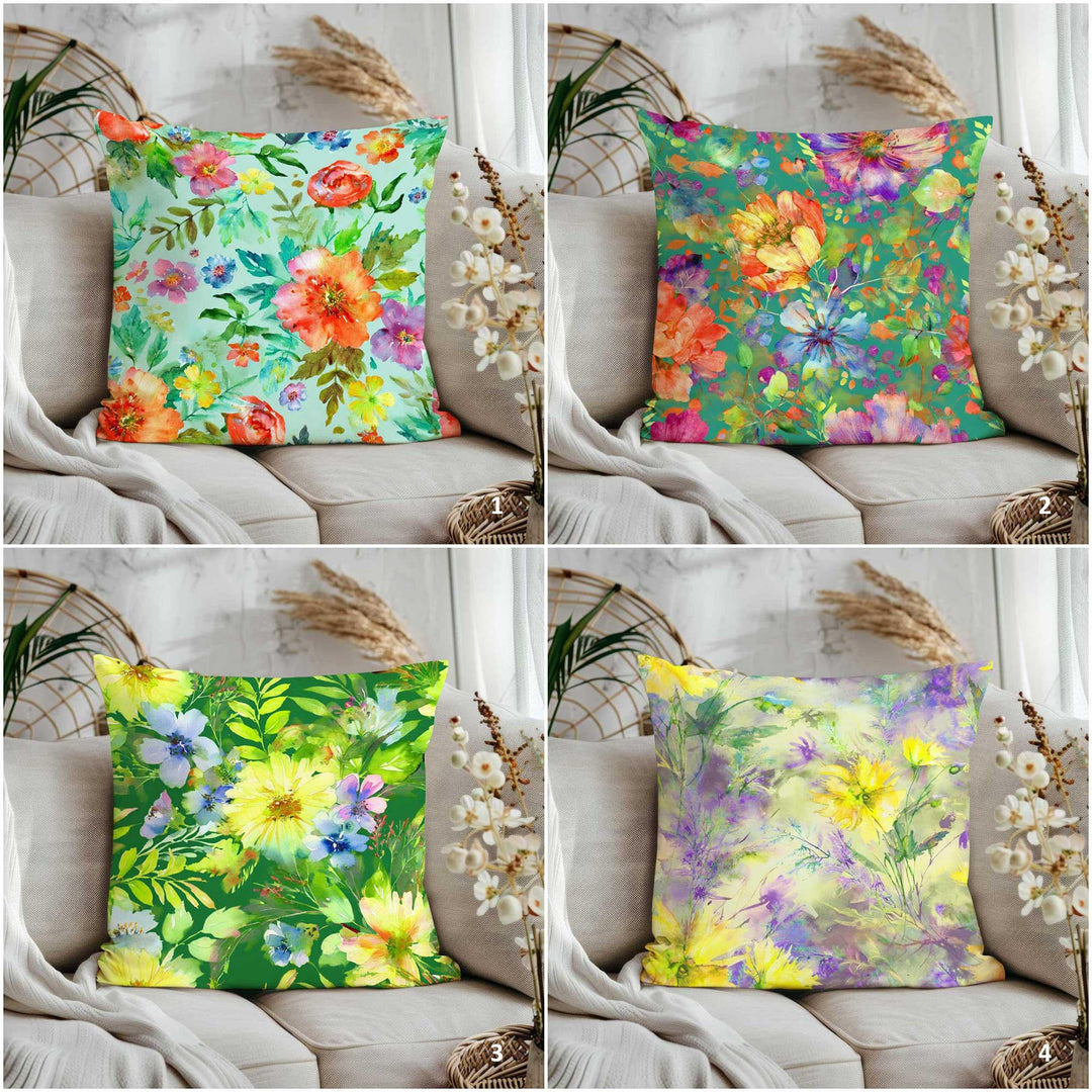 Yellow Flower Cushion Cover|Orange Flower Throw Pillowcase|Vibrant Floral Art Home Decor|Spring Pillowtop|Summer Trend Porch Pillow Cover