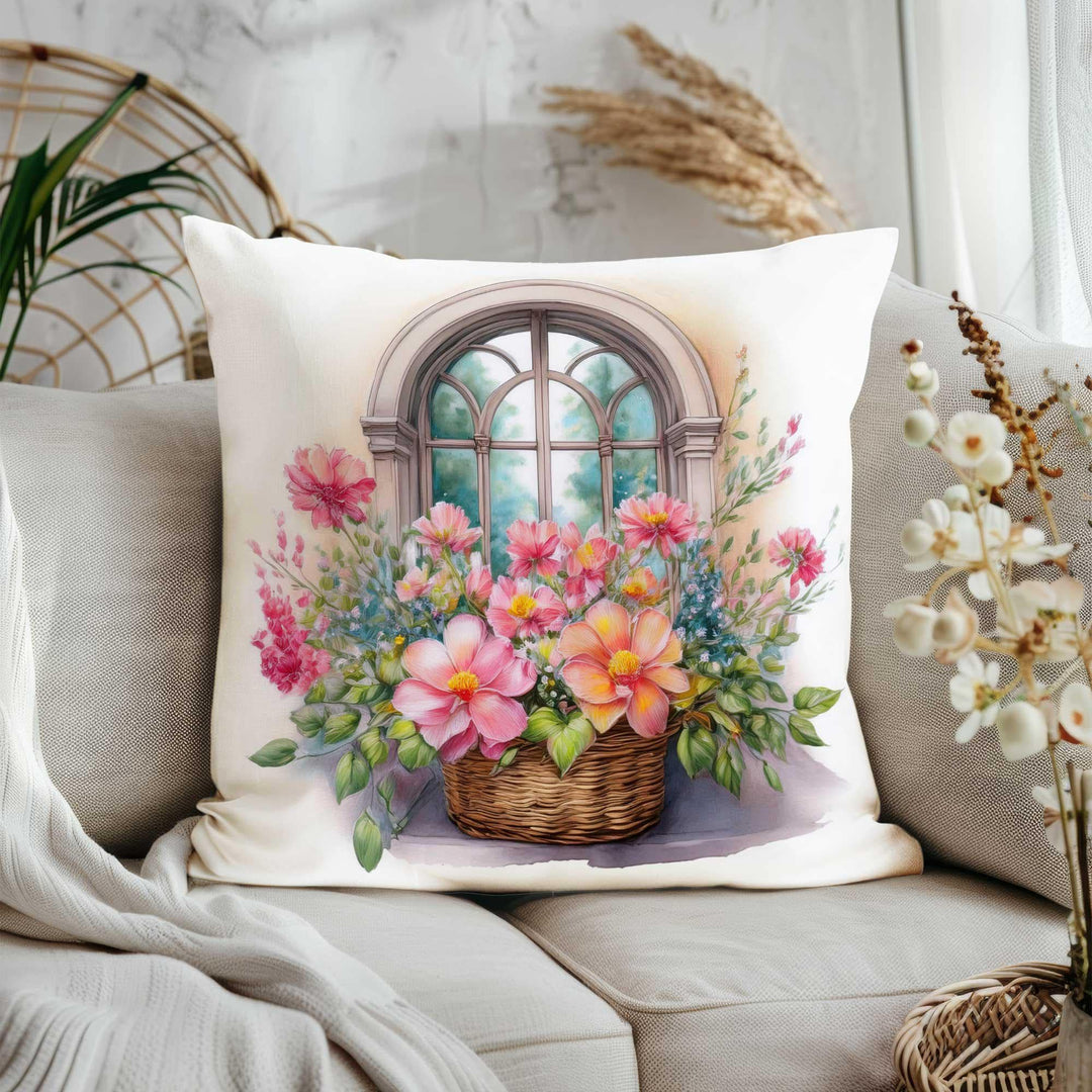 Summer Throw Pillow Cover|Cottage Garden Porch Pillowcase|Boho Floral Bicycle Home Decor Gift|Farmhouse Cushion Cover|Cozy Cushion Case