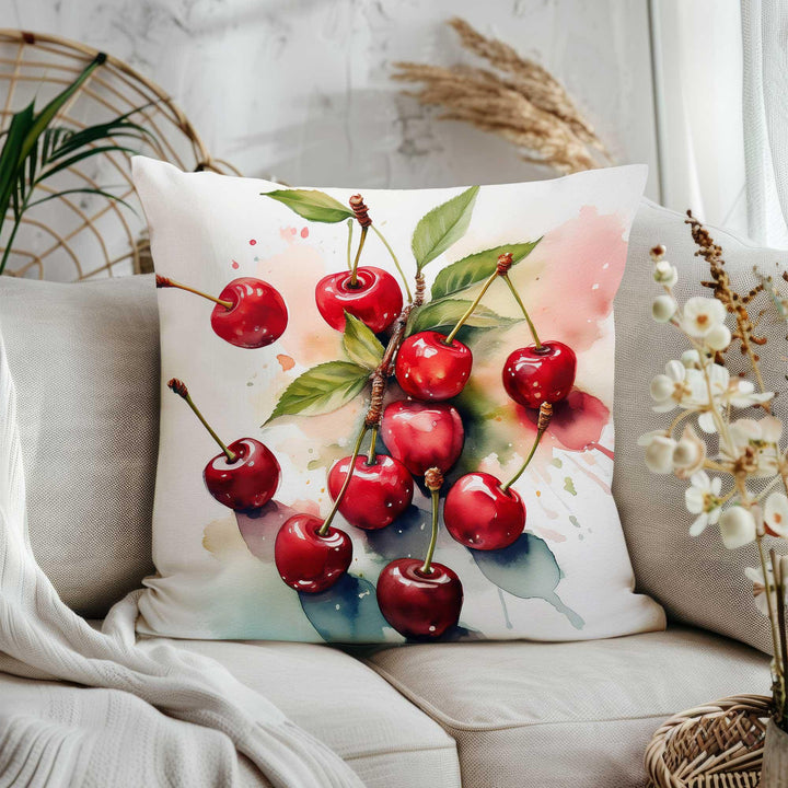 Fruit Cushion Cover|Strawberry Home Decor Gift|Watercolor Blackberry Porch Pillowcase|Floral Throw Pillow Case|Cherry Print Summer Cushion