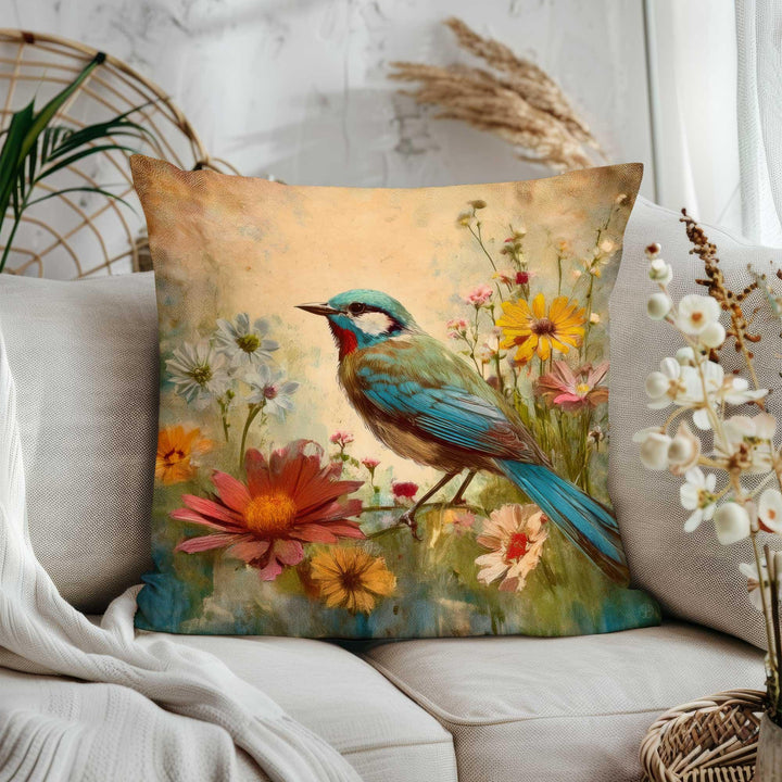 Bluebird Cushion Cover|Wildflowers Porch Pillowcase|Ladybug Cushion Case|Floral Home Gift|Daisies Throw Pillow Case|Summer Cushion Cover
