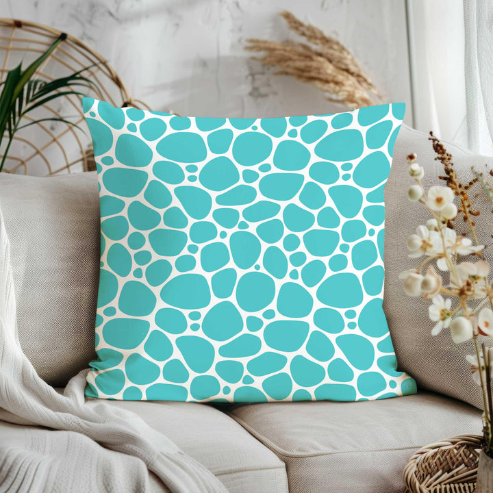 Turquoise Coastal Pillowtop|Nautical Cushion Cover|Beach House Decor|Pebble Print Pillowcase|Wave Lines Pillow Case|Sea-inspired Pillowtop