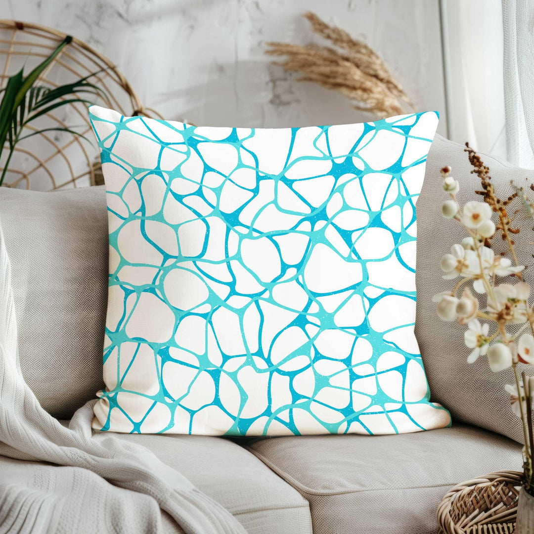 Turquoise Coastal Pillowtop|Nautical Cushion Cover|Beach House Decor|Pebble Print Pillowcase|Wave Lines Pillow Case|Sea-inspired Pillowtop