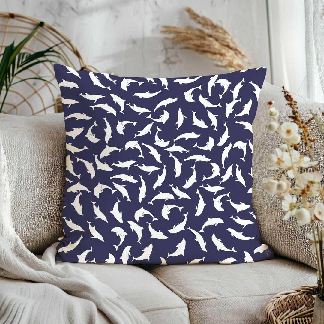 Nautical Pillow Case|Dolphin Print Pillowcase|Octopus Tentacle Cushion Cover|Playful Fish Coastal Home Decor|Beach House Pillowtop