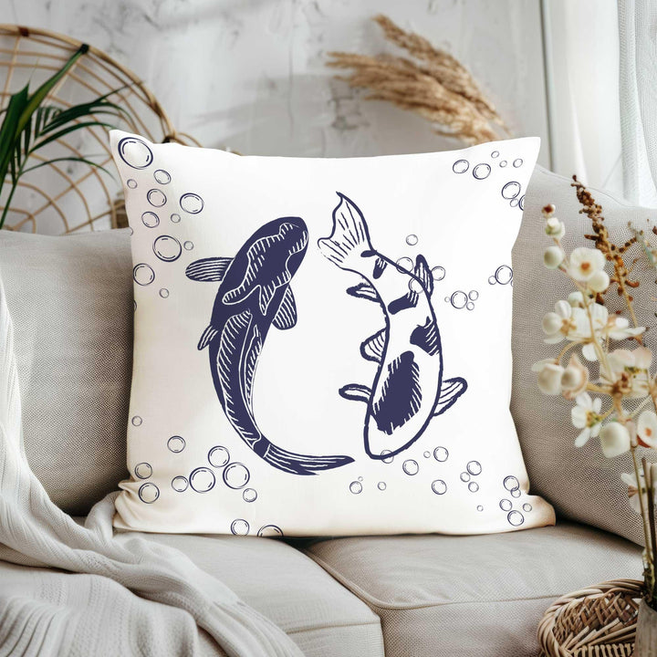 Nautical Pillow Case|Dolphin Print Pillowcase|Octopus Tentacle Cushion Cover|Playful Fish Coastal Home Decor|Beach House Pillowtop