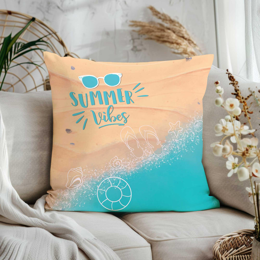 Summer Vibes Cushion Case|Tropical Pillow Case|Beach Please Cushion Cover|Coastal Home Decor|Starfish Pillow Cover|Beach Days Sofa Pillowtop