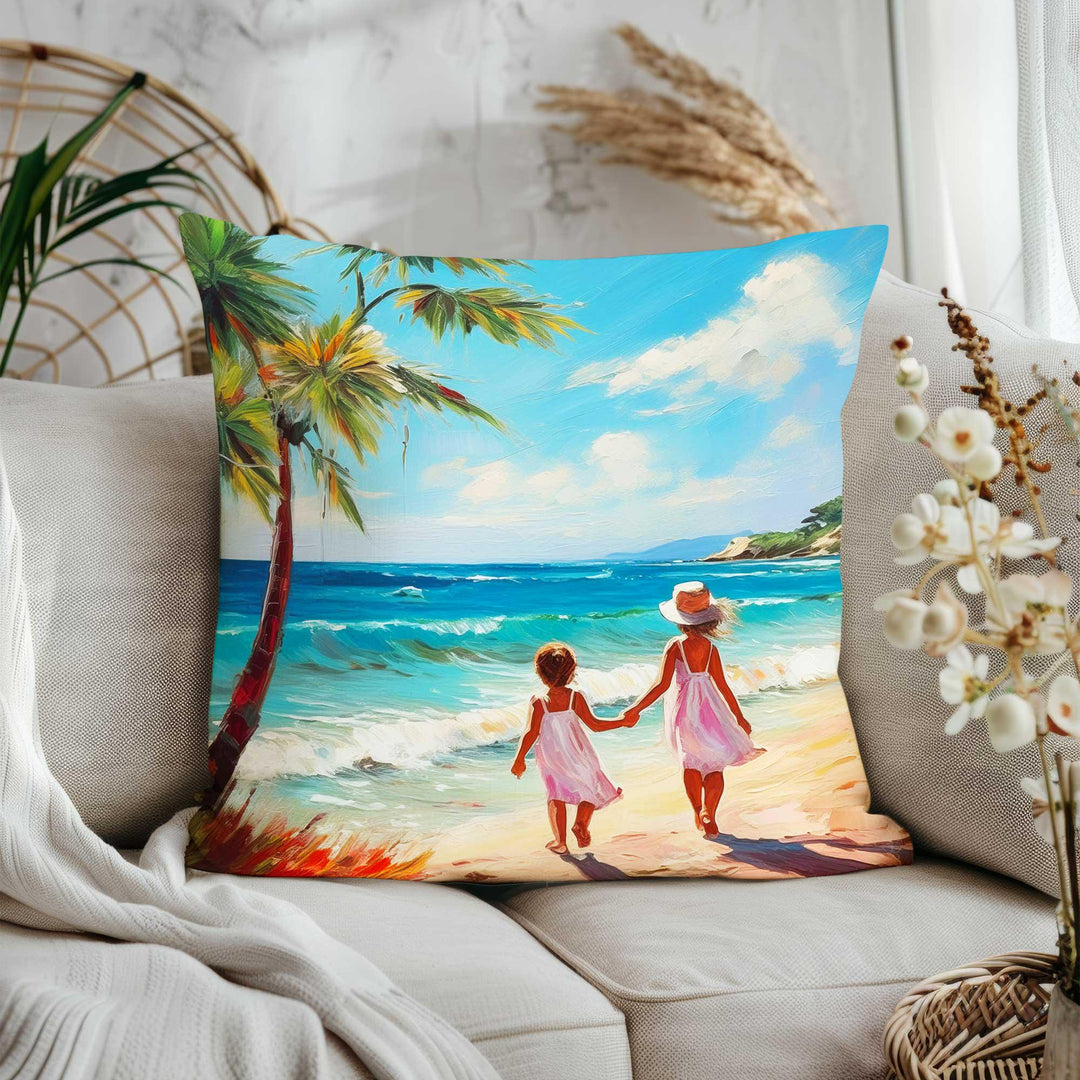 Beach House Sofa Pillowcase|Floral Pillow Cover|Cozy Home Decor|Summer Trend Pillow Case|Coast Cushion Cover|Palm Trees Cushion Case