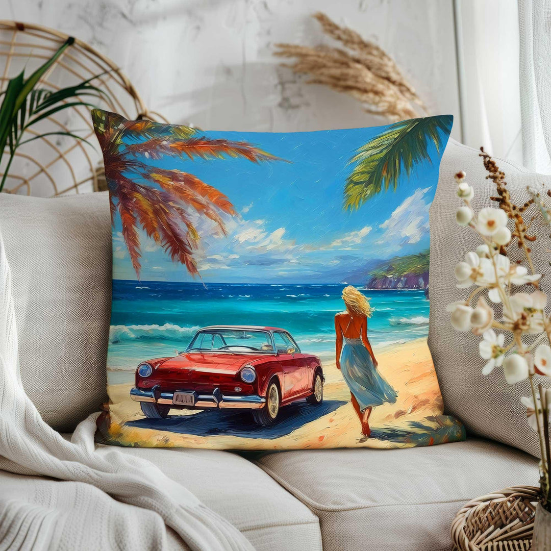 Beach House Sofa Pillowcase|Floral Pillow Cover|Cozy Home Decor|Summer Trend Pillow Case|Coast Cushion Cover|Palm Trees Cushion Case