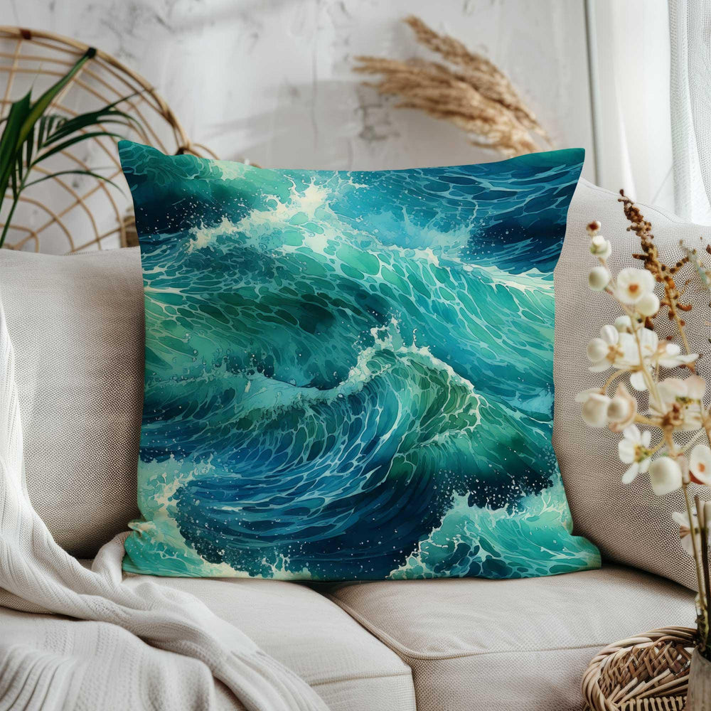 Sea Wave Cushion Cover|Navy Marine Pillowtop|Ocean Theme Sofa Pillowcase|Beach House Cushion Case|Sea Life Throw Pillow Cover|Nautical Decor