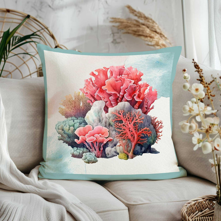 Marine Life Cushion Cover|Starfish Pillowtop|Jellyfish Home Decor|Seashell Cushion Case|Coral Reef Throw Pillow|Pastel Nautical Sofa Decor