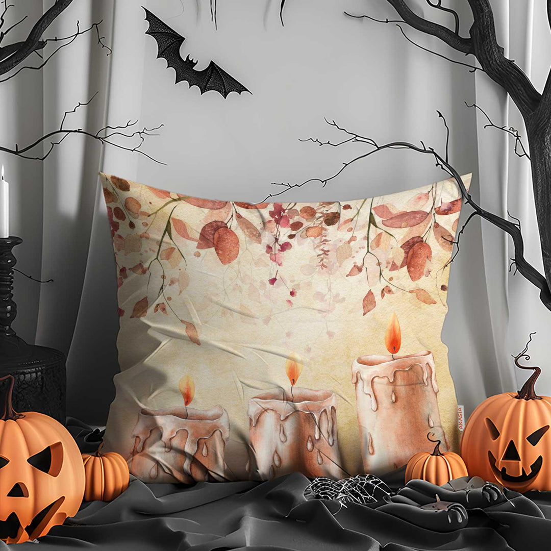 Pumpkin & Crow Whisper Pillow Cover|Skull Autumn Bloom Cushion Case|Harvest Pillow Case|Spooky Throw Pillowcase|Halloween Pillowtop