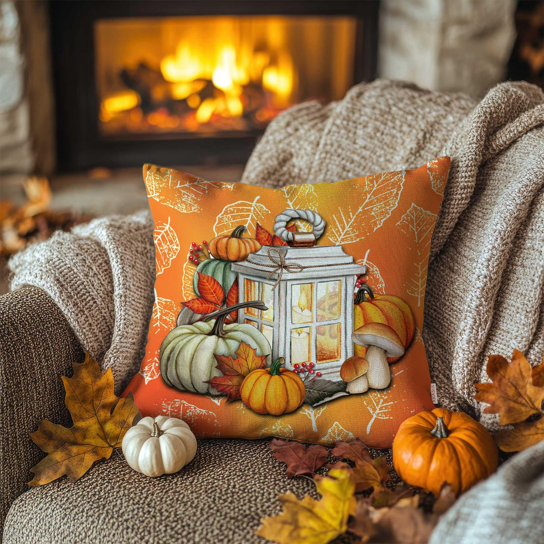 Pumpkin Pillow Cover|Sunflower Vase Cushion Case|Fall Mushrooms Pillow Case|Lantern With Autumn Leaves Throw Pillowcase|Realtor Gift Idea