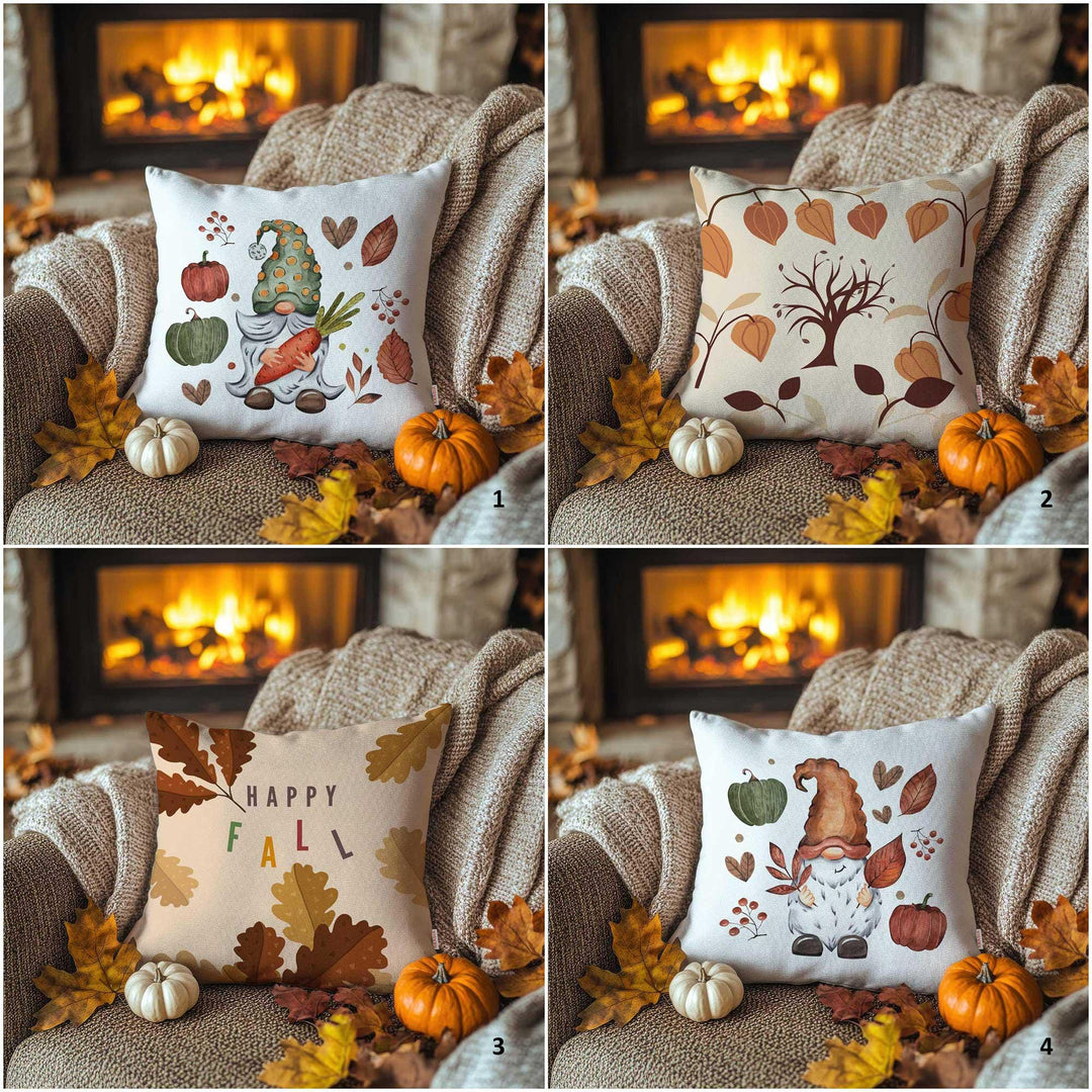 Gnome With Pumpkins Pillow Case|Rustic Style Sofa Decor|Thanksgiving Cushion Case|Autumn Leaves Throw Pillowcase|Happy Fall Pillow Cover
