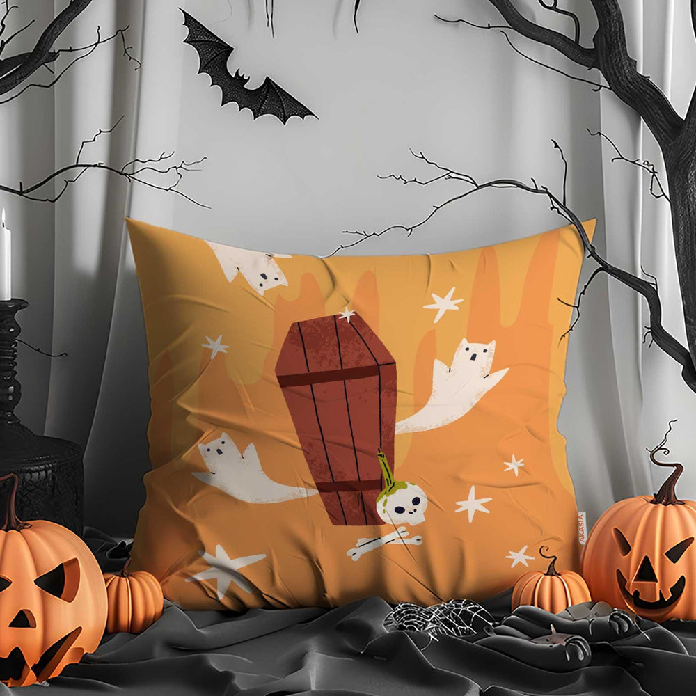 Ghost Coffin with Halloween Cushion Case|Boo Print Outdoor Cushion Case|Happy Halloween Throw Pillowcase|Trick Or Treat Pillow Case