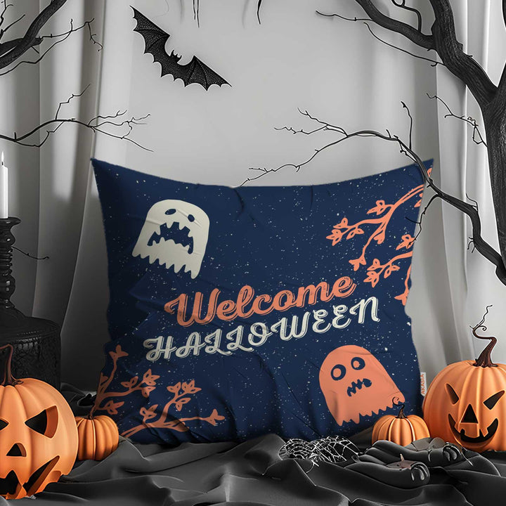 Happy Halloween Cushion Case|Skull Throw Pillowcase|Black Cat Pillow Case|Purple Ghosts Print Outdoor Cushion Case|Pumpkin Cushion Case