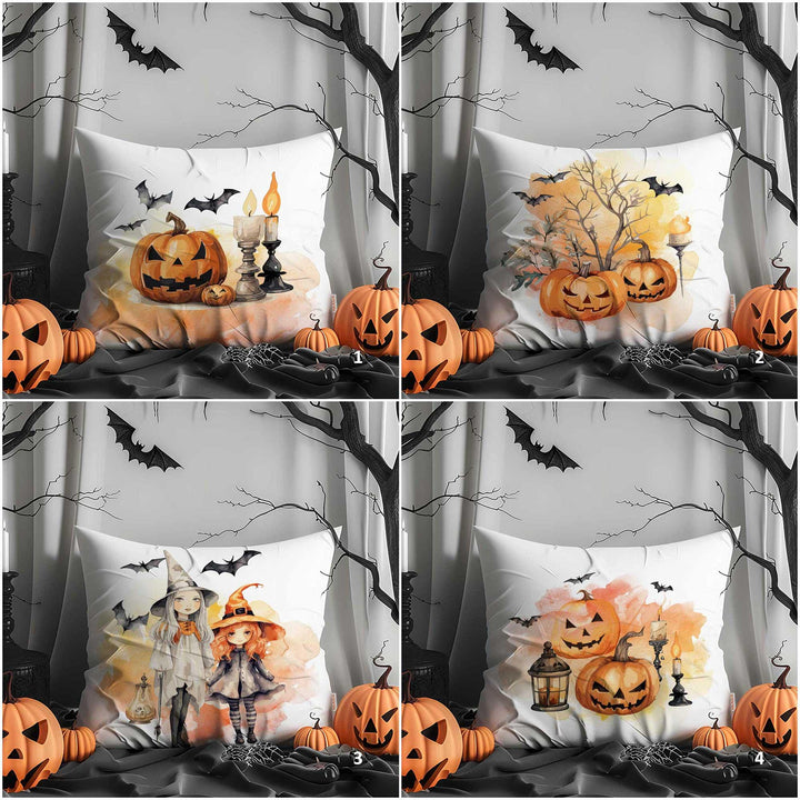 Scary Cushion Case|Carved Pumpkin Pillowtop|Haunted Throw Pillowcase|Cute Witch Print Outdoor Cushion Case|Happy Halloween Pillow Cover