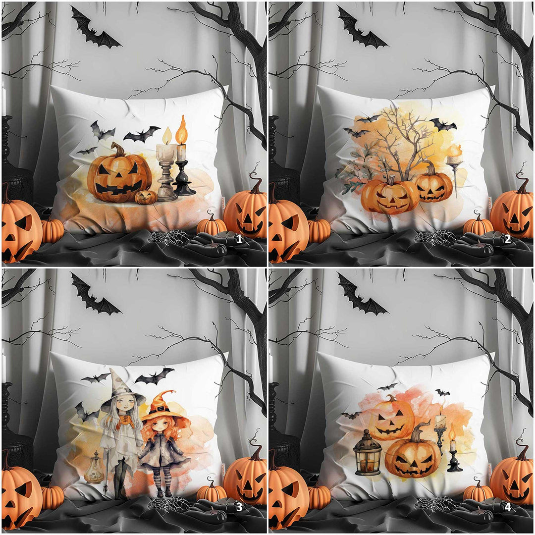 Scary Cushion Case|Carved Pumpkin Pillowtop|Haunted Throw Pillowcase|Cute Witch Print Outdoor Cushion Case|Happy Halloween Pillow Cover