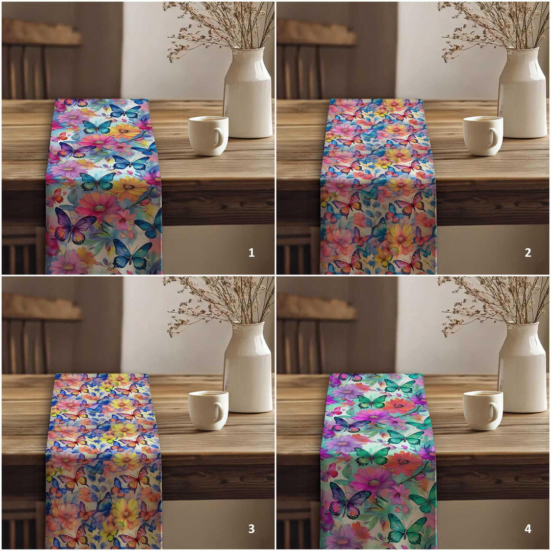 16x70 Floral Table Runner|Butterfly Print Runner|Floral Tablecloth|Modern Home Decor|Farmhouse Kitchen Table Runner|Decorative Runner