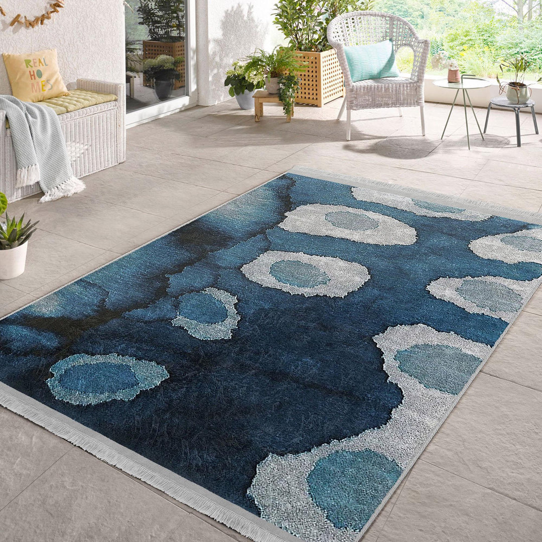 Blue Gray Carpet|Abstract Carpet|Farmhouse Style Gift|Decorative Rug|Anti-slip Carpet|Living Room Carpet|Housewarming Rug|Floor Covering