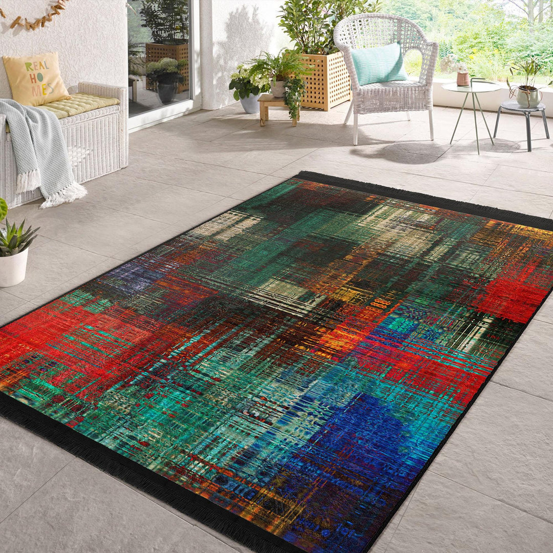 Colorful Abstract Rug|Contemporary Rug|Statement Rug|Modern Abstract Rug|Floor Covering|Art-inspired Carpet|Anti-slip Carpet|Boho Design Rug